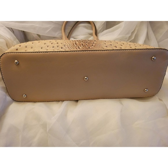 Put It All in Here Vegan Leather Large Ostrich Print Tote Fashion Handbag Taupe - Picture 6 of 13